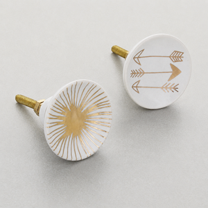 Handcrafted Ceramic Brass Cabinet <b>Knob</b> Black White Floral Design Gold Accent Drawer Pull Wardrobe <b>Door</b> Furniture Hardware - Product Image 5