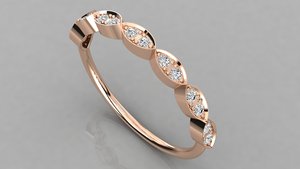 Bague d'éternité en or massif 18 carats avec diamants naturels pour femme, sertie clos minimaliste, diamants ronds et bande de mariage inspirée de la taille marquise, Inde - Product Image 6