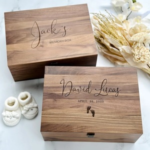 Personalized Baby Keepsake Box <b>Memory</b> <b>Gift</b> Box for Baby Shower Embossed Design Rustic Style Eco-Friendly Wooden <b>Gift</b> - Product Image 2