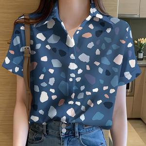 2026 <b>Hawaiian</b> Print Short Sleeve Shirt European Size Beach Women's 100% Silk & Polyester Dobby Fabric Button Eco-Friendly - Product Image 2