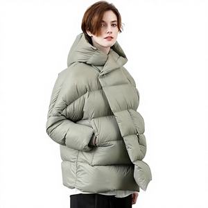 Blouson matelassé chaud d'hiver pour homme, respirant, en nylon brillant, avec fermeture éclair légère, broderie unie en coton - Product Image 1