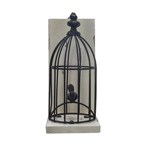 Fermalibri a forma di gabbia per uccelli, nero anticato, S/2, 5.5x4.5x10 pollici, bianco antico - Product Image 4