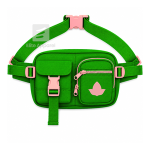 Bolso de Cintura Personalizado de la Hermandad Alpha Kappa Alpha, Verde y Rosa, Estilo Casual, Logotipo Bordado y Bolsillo con Cremallera, Ropa Griega Femenina - Product Image 1