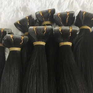 Rambut manusia Rusia gadis muda kutikula Balayage coklat tua pita tak terlihat dalam rambut Super tenggelam