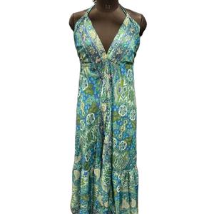 Robe de soirée de plage grande taille pour femmes en tissu rayonne à imprimé géométrique bohème avec volants Dori, sexy, col en V, sans manches, plissée, maxi pour - Product Image 1