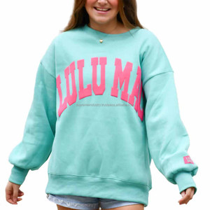 เสื้อสเวตเชิ้ตคอกลมทรงโอเวอร์ไซส์ Lulu Mac Custom Heavyweight พร้อมงานพิมพ์ลายพรีเมียม ปักอักษรแบบ Applique สไตล์สตรีทแวร์ ผ้าฝ้าย 100% - Product Image 2