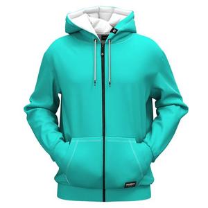 Sudadera con Capucha y Cierre de Cremallera para Hombre, Color Turquesa, Felpa Francesa, Manga Larga, para Otoño - Product Image 1