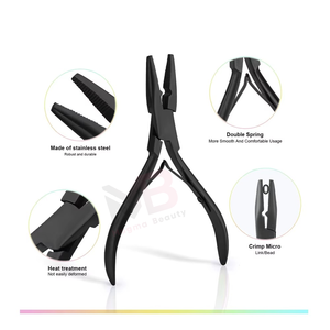 Pince à micro-anneaux métalliques pour extensions de cheveux avec aiguille de traction et logo personnalisé pour usage commercial - Product Image 2