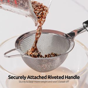 Stainless Steel Fine Mesh Strainer with Handle Kitchen Sieve Colander for Tea Coffee Soup Sauce Noodles Fruits <b>Vegetables</b> - Product Image 6