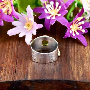 Natural <b>Peridot</b> Gemstone <b>Ring</b> 925 Sterling Silver Handmade Round Shape Boho Style Green Crystal Statement Fine Jewelry for Women - Product Image 6