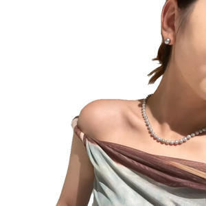 Pendientes de Perlas Naturales de 10-11 mm, Color Gris Platino, Chapados en Oro Blanco de 18K, Plata 925 con Incrustaciones, Hebilla Cuadrada, Casi Perfectos - Product Image 5