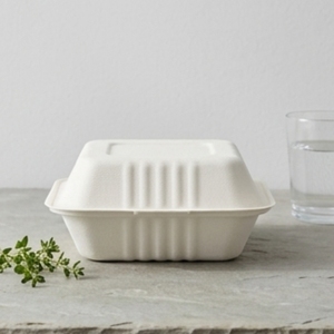 9 X 9 Inch Bagasse Clamshell Biodegradable Compostable Disposable Food <b>Container</b> Sugarcane <b>Takeaway</b> Box for Restaurants Hotels - Product Image 2