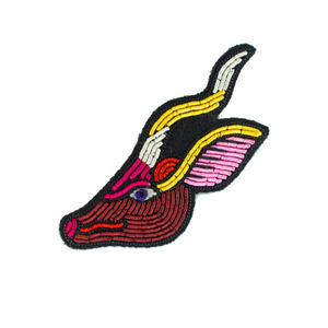 Parche bordado con cabeza de animal, con cuentas y patrón de líneas, insignia de tela para coser, para decoración de prendas. - Product Image 1