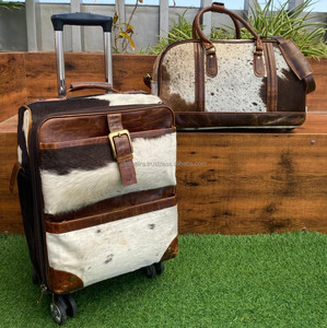 Custom High Quality Luxury Men & Women Genuine Cowhide Leather Suitcase <b>Trolley</b> Bags & Cowhide Leather <b>Trolley</b> Duffel Bags Sets - Product Image 2