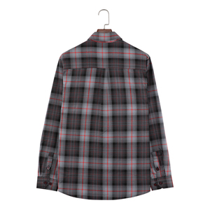 Camisa Polo a Rayas Roja y Gris para Hombre, Camisa de Popelina de Algodón de Manga Larga, Cuello con Botones, Estilo Casual, Ropa de Otoño para Hombre, Diseño a Cuadros - Product Image 2