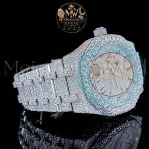 Montre de luxe Hip Hop pour homme avec diamants Moissanite, en acier inoxydable couleur or rose, analogique, verre saphir, chronographe, montre personnalisée - Product Image 3