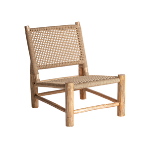<b>Rustic</b> Coastal Outdoor Lounge <b>Chair</b> Solid Teak All-Weather Woven Rope Seat & Back Open Weave Design Luxury Resort Furniture - Product Image 4