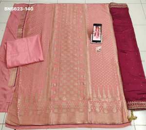 Traje Salwar y Dupatta de Seda Jacquard Dola de la Mejor Calidad para Festivales, con Trabajo de Tejido, Fabricante de Moda Femenina de la India - Product Image 5