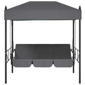 Dondolo da Giardino Grigio Scuro con Struttura in Acciaio Verniciato a Polvere Resistente e Materiale in Poliestere - Product Image 5