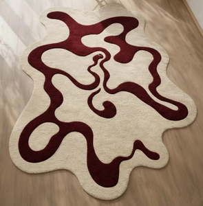Tapis en laine tufté à la main, couleur unie, forme irrégulière, résistant aux taches, pour la décoration de la chambre et du salon - Product Image 4