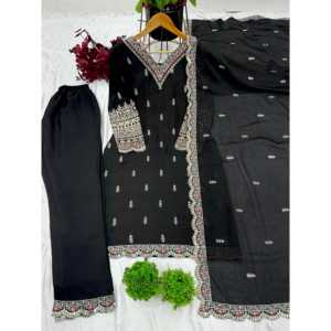 Magnifique Top-Ensemble Plazo et Dupatta avec séquence de broderie lourde Taille XL - Product Image 4