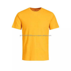 เสื้อผ้าผู้ชายขายส่งคุณภาพพรีเมียมราคาถูก เสื้อเชิ้ตผู้ชายไซส์ใหญ่ ผ้าฝ้าย 100% สีเหลือง คอกลม สำหรับฤดูร้อน - Product Image 1