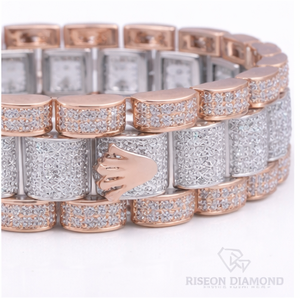 Premium crown link <b>bracelet</b> micro pave diamonds 18K design secure box clasp everyday luxury wear high end fashion jewelry piece - Product Image 5