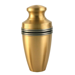 Urnas funerarias de latón de alta calidad para adultos con líneas negras y acabado en estaño para cenizas humanas. - Product Image 2