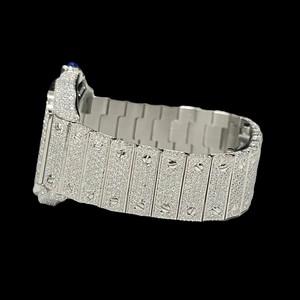 Exquisito Reloj de Acero Inoxidable Plateado con Brillantes Diamantes de Moissanita, Perfecto para Vestir Informal de Negocios y Formal, Relojes de Cuarzo - Product Image 3