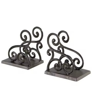 Vintage Style Traditional Iron Metal <b>Bookends</b> 2Pcs Ornate Scroll Design Decorative Book Ends - Product Image 1