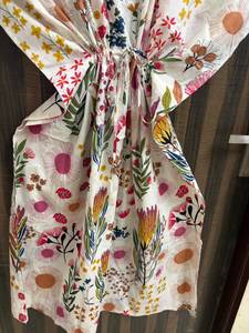 Women's Floral <b>Kaftan</b> Dress Printed Summer <b>Beach</b> Cover up Lounge Wear Boho Maxi Resort Vacation 100% Cotton Batwing Sleeve - Product Image 4