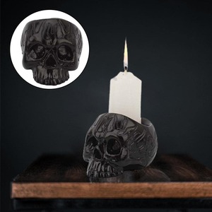 Porte-bougie en forme de crâne hanté – Décoration de table d'Halloween pour des présentations saisonnières effrayantes - Product Image 3