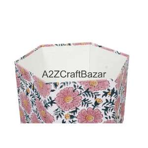 Poubelle de rue en carton, faite à la main, élégante, à motifs floraux imprimés, pliable, de forme hexagonale, grande capacité, pour usage extérieur/intérieur - Product Image 6