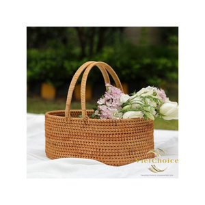VietChoice Handwoven <b>Wicker</b> Storage <b>Basket</b> Rustic Eco-Friendly Living Room Organizer - Product Image 1