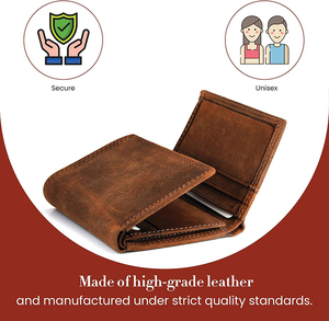 ELEGANT CORPORATION Custom Made Foldable Classic Style Men's Genuine Leather <b>Wallets</b> Casual Fashion Daily Use Card <b>Holder</b> - Product Image 3