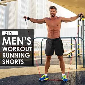 Men's Gym Fitness Breathable <b>Drawstring</b> Elastic 2 in 1 Double Layer Mesh Shorts with Pockets Jogger Custom Logo Shorts - Product Image 2