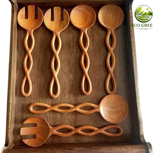 Cuillère en bois écologique faite à la main avec une poignée arrondie pour une décoration esthétique naturelle et des projets de bricolage - Product Image 3