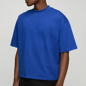 เสื้อยืดคอกลมโอเวอร์ไซส์ผู้ชาย ผ้าฝ้าย 100% สีพื้น สไตล์วินเทจ ระบายอากาศได้ดี แขนสั้น ใส่สบาย - Product Image 1