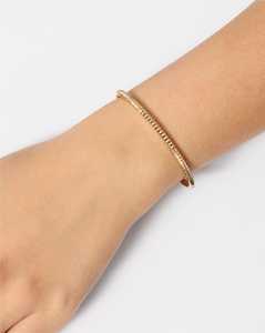 Cloud Coil Oval Cuff <b>Bracelets</b> 14k Solid Gold 3mm Width Ribbed Fluted Textured Modern Everyday Classic Stackable Bangle Factory - Product Image 2