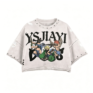 Men's High Street OEM Custom Summer Breathable 2026 Best-Sellers 2 Piece Outfits Designer T-shirt and Jean Shorts <b>Set</b> - Product Image 3