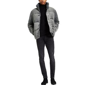 Chaquetas y abrigo acolchados con cremallera y logotipo bordado personalizado nueva moda al por mayor ropa de hombre personalizada chaquetas acolchadas de terciopelo gris - Product Image 2