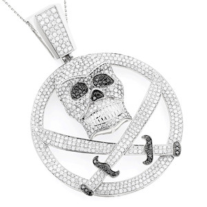 Colgante de Moissanita de Plata 925 de Alta Calidad Personalizado, Joyería Hip Hop, Colgante de Calavera Pirata con Diamantes de Moissanita - Product Image 1