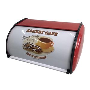 Caja para pan con tapa abatible, contenedor de almacenamiento de alimentos a prueba de polvo para cocina, color rojo - Product Image 2