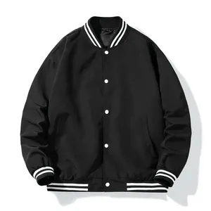 <b>Men's</b> High Quality Letterman Style Varsity <b>Jacket</b> 100% Cotton Solid Fleece <b>Baseball</b> Coat Embroidered Letters Front Winter Casual - Product Image 3
