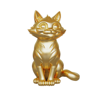 Estatua de Metal de Aluminio Chapada en Oro Personalizada, Estilo Moderno, Trofeo o Mascota para el Hogar o Negocio, Escultura de Gato, Regalo con Forma de Copa de Animal - Product Image 3