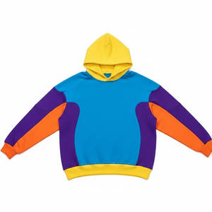 Sweat à capuche pour homme en molleton français 500 g/m² 100 % coton, style patchwork, design color block, strass, style hip-hop. - Product Image 1