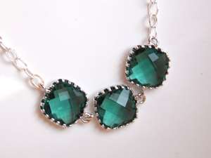 Green Sapphire Necklace Green Glass Necklace Teal Jewelry Sterling Silver Wedding Bridesmaid Necklace Gift - Product Image 6