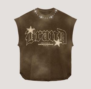 Conjunto de Camiseta sin Mangas y Pantalones Cortos de Felpa Francesa de Algodón, Diseño Personalizado de Última Moda, Fabricación en Fábrica, Impresión en Serigrafía - Product Image 2