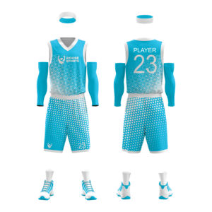 Uniforme de baloncesto personalizado en azul real y blanco con degradado de tonos medios, conjunto deportivo para equipos atléticos. - Product Image 2