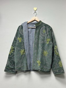 New Suzani Exclusive Handmade Green Velvet Jacket Hand Embroidered Floral Boho <b>Cardigan</b> <b>Coat</b> Fresh Beauty Outwear Winter Blazer - Product Image 3